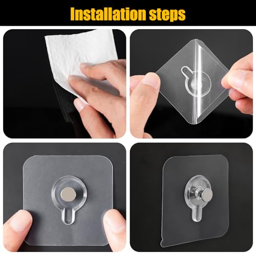 Adhesive Wall Hooks for Bathroom & Kitchen, 12 PCS Waterproof Damage-Free Hooks for Tile, Glass & Mirror – Strong No-Drill Hooks Without Nails, with Bonus Level for Picture Hanging on Smooth Surfaces
