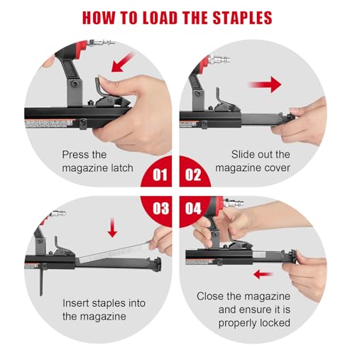 3PLUS H7116SP 22 Gauge 3/8-Inch Crown Pneumatic Upholstery Stapler for 71 Series Staples, 1/4-Inch to 5/8-Inch