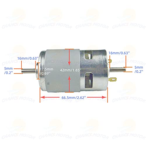 CHANCS 775 Saw Motor DC 24V 12000RPM Gear Motor Dual Output Shaft Drill Chuck Mini Electric Circular Saw DIY - color: 775 6000/12000rpm Double Shaft Set