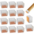 12PCS PVC Square Chair Leg Protectors with Felt Bottom, Non-Slip Furniture Pads for Hardwood Floors, Quiet Table Feet Caps Covers, Fits 1.65"-1.88" (42-48mm) - Transparent - size: 42-48mm/Clear