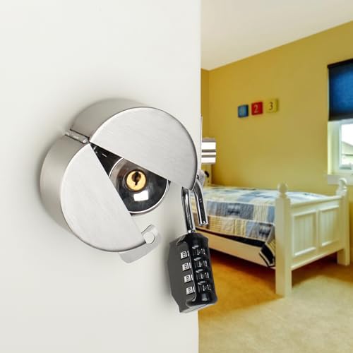 Door Handle Lock Device - Prevents Turning of Door Knob and Access to Keyhole - color: Stainless Steel