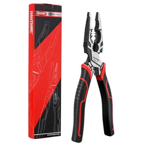 HAUTMEC Pro Wire Stripper Tool 8" Multifunctional Combination Linesman Pliers Cable Cutter Wire Strippers Electrical Terminal Crimping Tool Clamping Spanner High leverage Eccentric Design HT0321 - color: 8" Combination Pliers