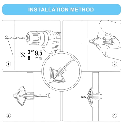 50 pcs Drywall Anchors, Hollow-Wall Anchors with Screws - color: Gray-25pcs