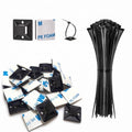100PCS 3/4" Self Adhesive Black Cable Zip Tie Mounts