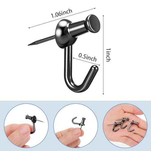 Hotop 30 Pieces Pin Hooks Push Pin Hangers, 20 lbs Push Hanger, Picture Hanging Nails for Home Office Fabric Wall Wooden(Modern Style,Black) - color: Black, style: Modern Style