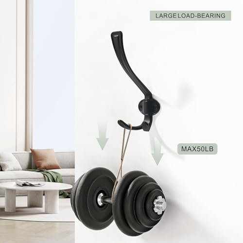 TUNNY Coat Hooks - Heavy Duty Hooks-Matte Black Coat Hooks, Pack for 3 Entry Shoe Cabinets On Door Hanger, wall Hook for Hanging Towel,Purse, Robe, Backpack, Jacket, Clothes - for Bathroom - color: Matte Balck