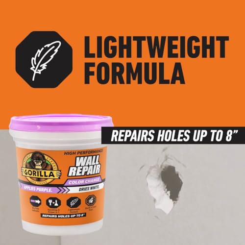 GORILLA High Performance Wall Repair, Tub, Dries White, 32 Ounce (Pack of 4) - size: 32 Ounce (Pack of 4)