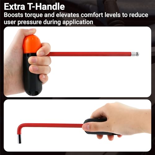 28-Piece Magnetic Allen Wrench & Torx Set – Long Arm Hex Keys (Metric, SAE, Star T10-T50) with Torque T-Handle – CR-V Steel Ball End Kit for Bike Repair, Automotive & Home DIY - style: Combo set