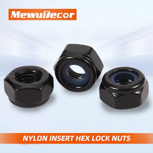 1/2-13 Nylon Insert Hex Lock Nuts Locknuts, 304 Stainless Steel 18-8, Black Oxide, 25 PCS - color: Black, size: 1/2-13