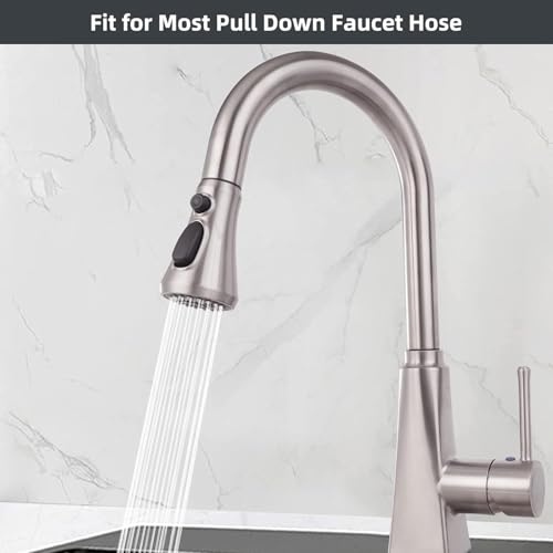 Hibbent Pull Down Spray Head for Kitchen Faucet, 3-Function Sink Nozzle - color: Brushed Nickel, style: 2.5 Gallon Per Minute