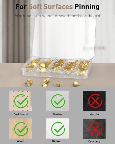 Uniclife 60 Pcs Picture Hangers, Picture Hanging Kit 4 Sizes - size: 60 Pcs, style: Gold