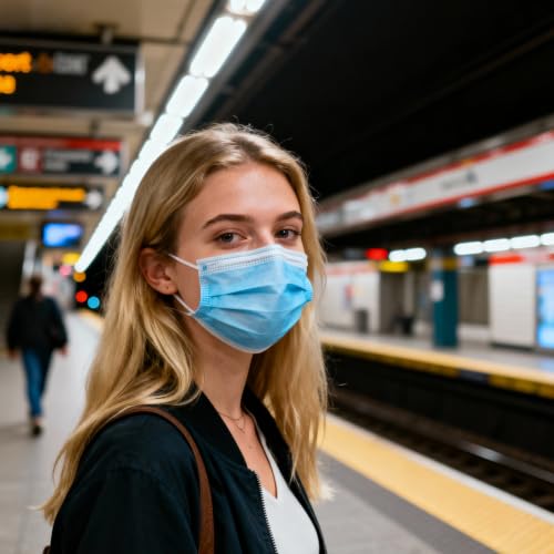 Disposable Face Masks 100 Pack, 3-Ply Breathable Masks with Soft Comfortable Earloops, Adjustable Nose Clip for Office, Travel, School & Public Use, Blue - color: Blue
