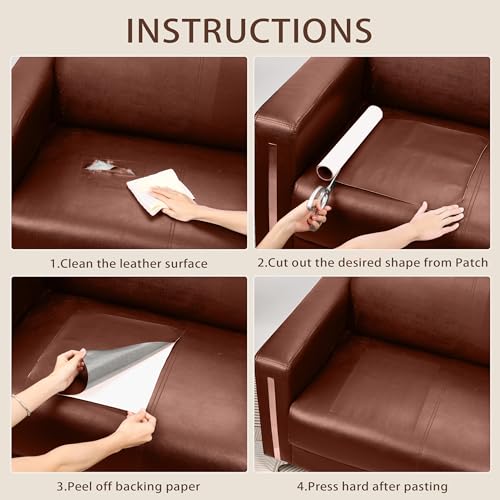 JDLUGH Leather Repair Patch Tape, Leather Repair kit 15x60 Inch, Brown - color: Brown, size: 15x60 Inch