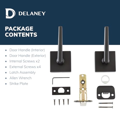 Delaney Vida Passage (Hall/Closet) Door Lever w/Square Trim Matte Black