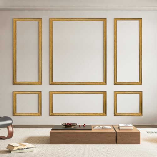 Art3d Pre-Cut Wall Molding Set of 6 pcs, 3 Top 3 Bottom, Antique Gold - color: Antique Gold: Style 1