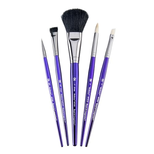 Royal & Langnickel Moderna, 5pc Black Mop Variety Brush Set for All Painting Mediums, Includes - Mop, Scruffy, Scrubber, Foliage & Spotter Brushes - style: Black Mop Variety