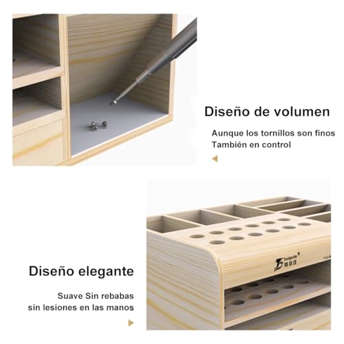 HZY Classic Wooden Tool Box with 20 Compartments for Screwdriver, Tweezers, Mobile Phone Repair, Desktop, Home DIY, Brown - style: Classic Wooden Tool Box