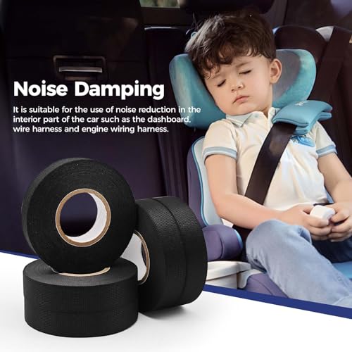 Wire Harness Automotive Cloth Tape, Adhesive High Noise Resistance Heat Proof, Chemical Fiber Fabric Electrical Tape for Wrapping Wiring Harness/Insulation (5 Rolls 3/4 Inch x 50 FT)