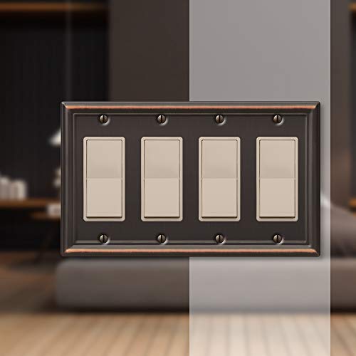 Amerelle 149R4DB Chelsea Wallplate, 4 Rocker, Steel, Aged Bronze, 1-Pack - color: Aged Bronze, size: 4 Rocker-GFCI