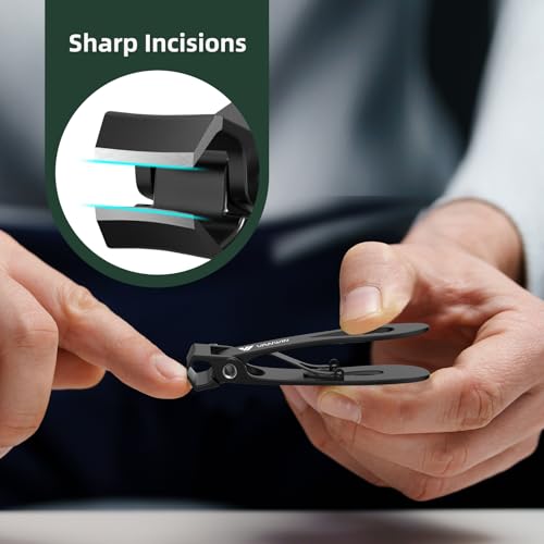 German Nail Clippers for Men, VANWIN Toenail Clippers for Thick Nails for Seniors with 16mm Wide Jaw, Ergonomic Heavy Duty Angled Head Toe Nail Clippers with Catcher Fingernail Clipper for Women Black - size: 3-Pack