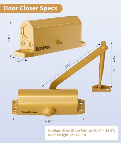 Dullgolden Hydraulic Door Closer Medium Size, Automatic No Slam for Home & Commercial Use - size: Medium, style: Dullgolden