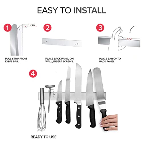 Modern Innovations Magnetic Knife Holder for Wall and Fridge - 14" Knife Magnetic Strip, Magnet Kitchen Knife Holder and Rack, Stainless Steel Magnetic Knife Bar for Kitchen Utensils - size: 14 Inch