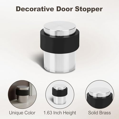 Nickel Cylindrical Floor Mounted Stainless Steel 304 Door Stop Door Stopper with Black Rubber, 2 Pack (Silver,2) - color: Silver
