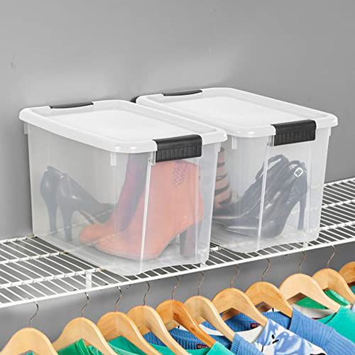 Sterilite Ultra Latch Box with Lids for Home and Office, 30 Quart, 12-Pack | Heavy-Duty and Stackable Plastic Containers with Latches for Closet, Cabinet, Bedroom, Bathroom and Dorm Room Organization - size: 30 Quart