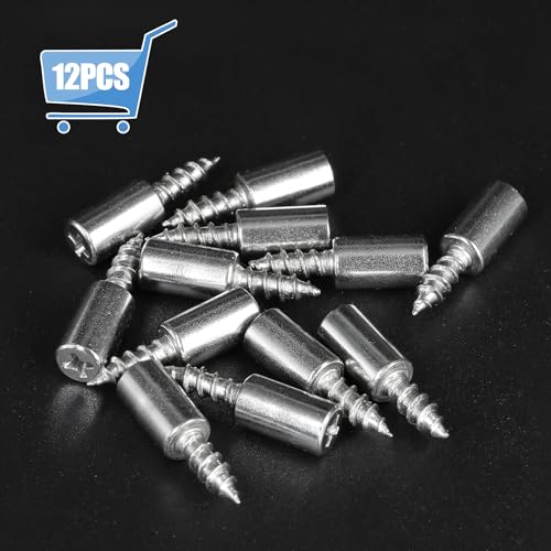 12pcs Screw in Shelf Pins, Nickel Plated Shelf Pegs Cabinet Shelf Holders Shelf Support Pegs, Small Shelf Brackets Phillips Head Pegs for Shelves Cupboards Bookcase Closet - color: Without Sleeve