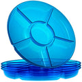 Plasticpro 6 Sectional Round Plastic Serving Tray/Platter (2, Blue) - color: Blue
