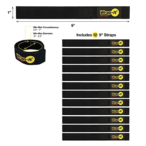 Quick-Straps by Wrap-It Storage – 9” (12-Pack) Black - color: Black, size: 9" (12 Pack)