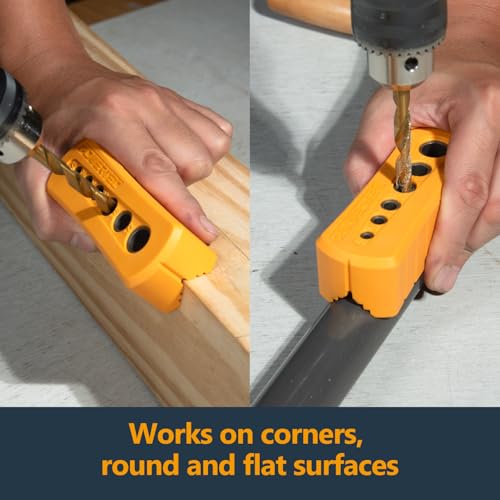 POWERTEC Drill Guide - Multi-Functional Drill Jig Block w/ 6 Common Drill Bit Sizes - for Straight Drilling Holes, Woodworking Tool, 1 PK (71971V) - style: Multi-Functional Drill Guide Jig Block (6 Sizes)