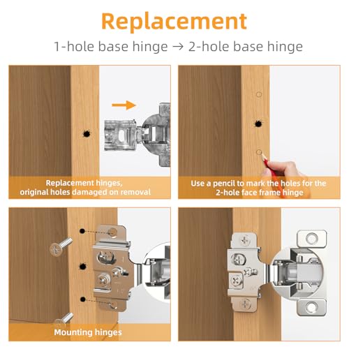 Chibery 20 Pack Face Frame Cabinet Hinges, 1/2" Overlay, Soft Close, 105° - size: 1/2 Inch Overlay
