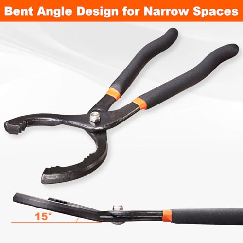 Spurtar 12'' Oil Filter Pliers Adjustable Oil Filter Wrench Universal - size: 12" Pliers: 2-1/2" - 4-1/2"