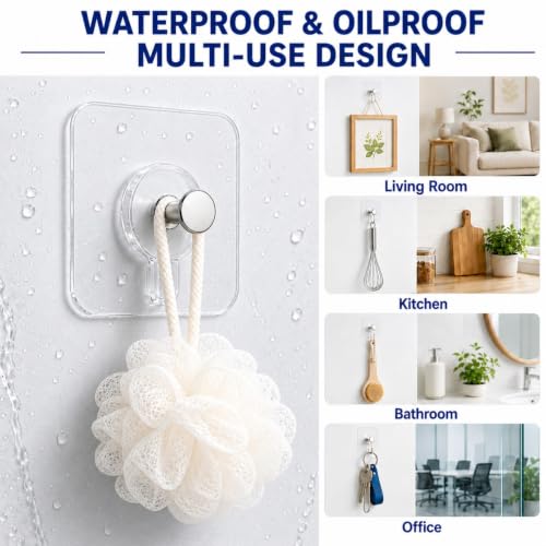 Picture Hangers Without Nails, 20 Pack, Clear Adhesive Hooks, Holds 13 lb - style: 20 Packs Picture Hangers Without Nails