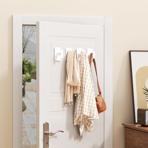 pickpiff Adhesive Towel Hooks: 20LB Extra Strong Wall Hanger, White 4 Pack - color: White, size: 4 Pack