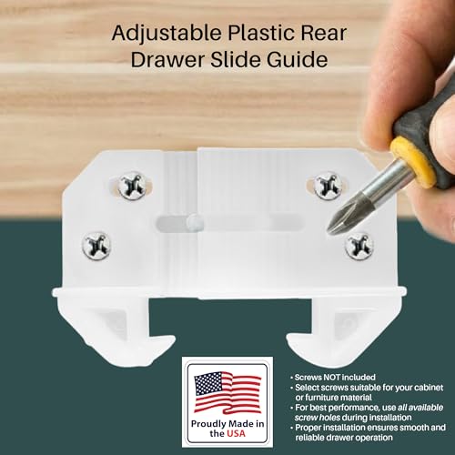 Rear Drawer Slide Guides for 1/4" Rail T-Shape Center-Mount Wood Track