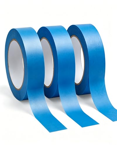 3Rolls Blue Painters Tape 1 Inch Wide Masking Tape for Painting 55Yards - color: Deep Blue