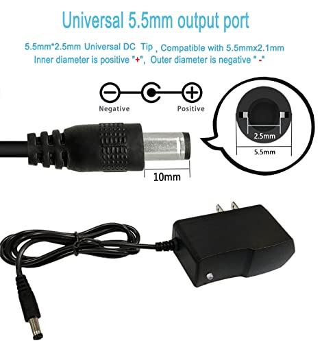 12.6V 1A Power Supply Adapter 100-240 AC to DC 12V 12.6V 1000mA AC/DC Power Supply Transformer with 8Pcs Multi Tips 5.5x2.1mm 3.5x1.35mm Micro-USB for Massage Gun Aircraft Model Ball Launcher