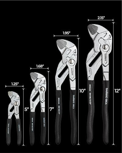 toolant 7-Inch Chrome Plated Pliers Wrench, CR-V Adjustable Wrench with Anti-Rust Coating, Smooth Parallel Jaws, Rubber Anti-Slip Grip and Storage Pouch for Home Repair, Plumbing, Nuts, Water Pipes - size: 7-inch Chrome