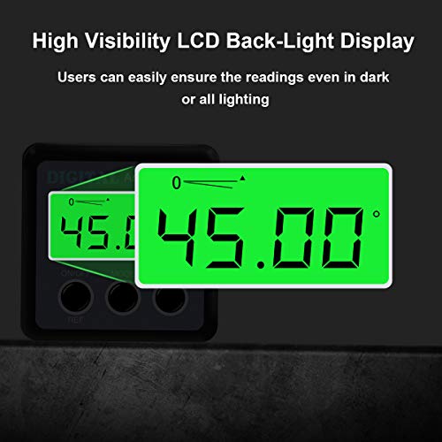 Digital Angle Gauge, Angle Finder Magnetic Digital Level Protractor, Table Saw Accessories with LCD Backlight Display Data Hold and V-groove & Magnetic Base - color: Silver
