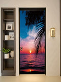 FLFK Sunset Door Mural - Peel and Stick Wallpaper, Removable Self-Adhesive, 30.3" W x 78.7" L, Set of 2 Sheets - color: Mt853, size: 30.3"x78.7"