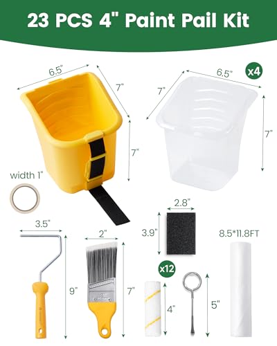 Voomey Paint Bucket Hand Held & Paint Cup Kit for Repairs & Small Projects - size: 23 Pcs Paint Bucket Kit