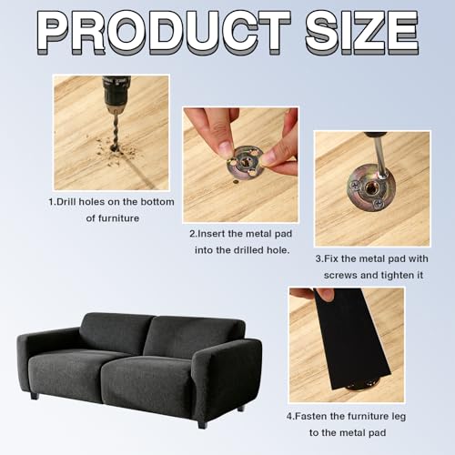 Set of 16 Black 6 Inch Square Solid Wood Furniture Legs Wooden Replacement Feet for Sofa Legs Replacement, Couch Feet Replacement, Chair, Bed, Includes M8 Iron Washers, Screws, Felt Pads & Screwdriver - size: 6 Inch