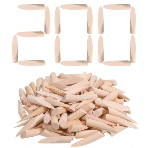 200 Pack Solid Pine Wood Pocket Hole Plugs 3/8 Inch Pocket Screw Hole Plugs for Pocket Hole Jig Woodworking Furniture Cabinet DIY Projects