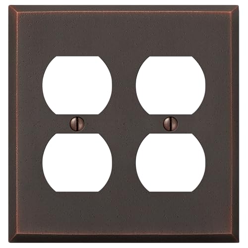 AMERELLE 68DDDB Manhattan Double Duplex Cast Metal Wallplate in Aged Bronze, 2 Duplex - size: 2 Duplex