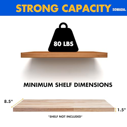 SOMADA Floating Shelf Brackets 8-Inch, 4-Pack Invisible Heavy Duty