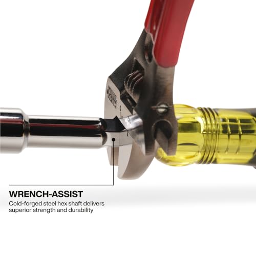 Klein Tools 65414 Heavy-Duty Hollow Shaft Nut Driver, Color-Coded 1/4-Inch Hex, Pass Through Design, 6-Point Socket, and Cushion-Grip Handle - size: 1/4-Inch