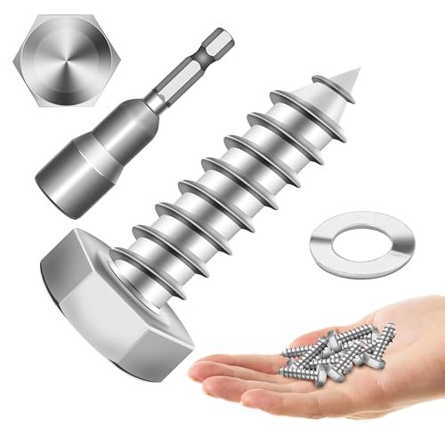 (20Sets) 1/4" x 1" Hex Head Lag Bolts, Heavy Duty Lag Screws with Washers, 304 Stainless Steel Bolts 18-8, Lag Screws Wood Screws, Partial Thread Bright Finish, 1/4 Bolt by Mywish - size: 1/4 x 1" (20 set)