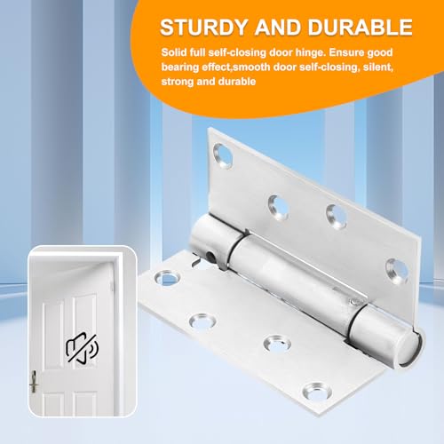 3" Spring Door Hinges Stainless Steel Self-Closing Heavy Duty Hardware 2Pcs | 3.5 Inch Spring Loaded Hinges with 5/8'' Radius Corners can Automatically Turn Off and Adjust Tension